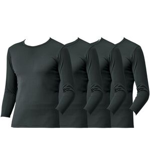 「【４枚組】抗菌防臭・マイクロファイバー裏起毛あったかインナー４枚組（シャツ）　長袖丸首（メンズ肌着・インナーウェア）」｜チャコール4枚組