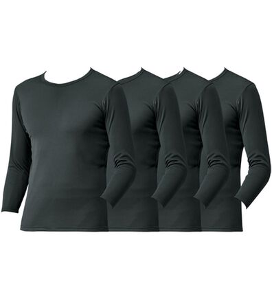 「【４枚組】抗菌防臭・マイクロファイバー裏起毛あったかインナー４枚組（シャツ）　長袖丸首（メンズ肌着・インナーウェア）」