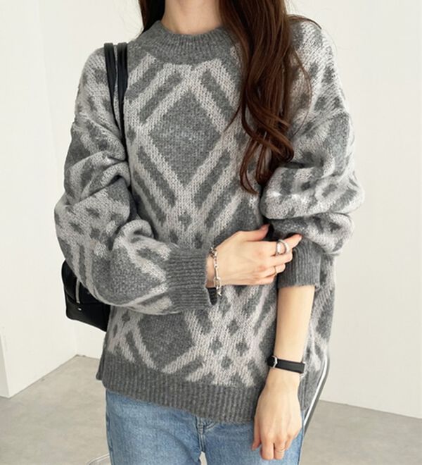 GeeRA（ジーラ）の「モヘアライクチェック柄ニットプルオーバー（ニット・セーター）」｜詳細画像