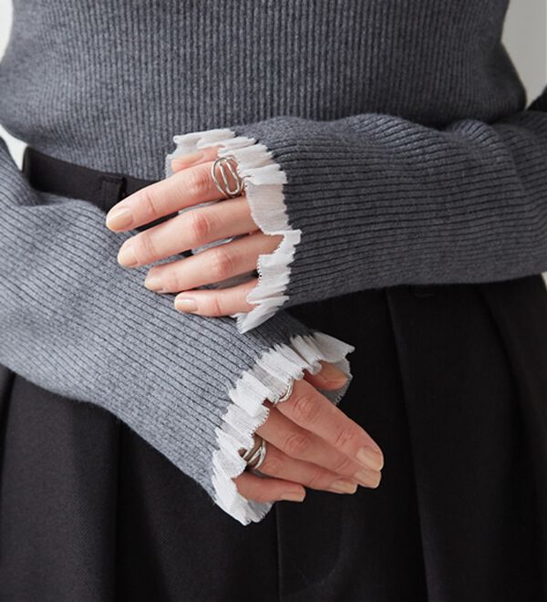 RANAN（ラナン）の「【春色追加】シアーフリル袖ハイネックリブニット（ニット・セーター）」｜詳細画像