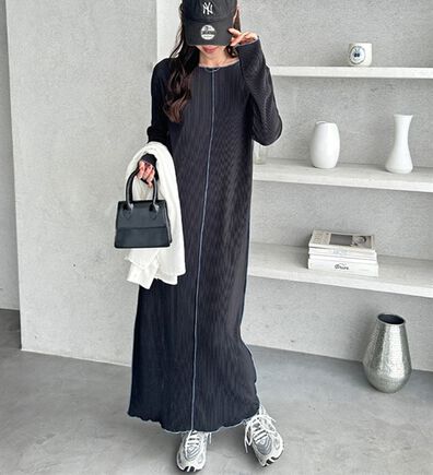 GeeRA（ジーラ）の「全骨格対応！配色プリーツワンピース（カットソーワンピース）」