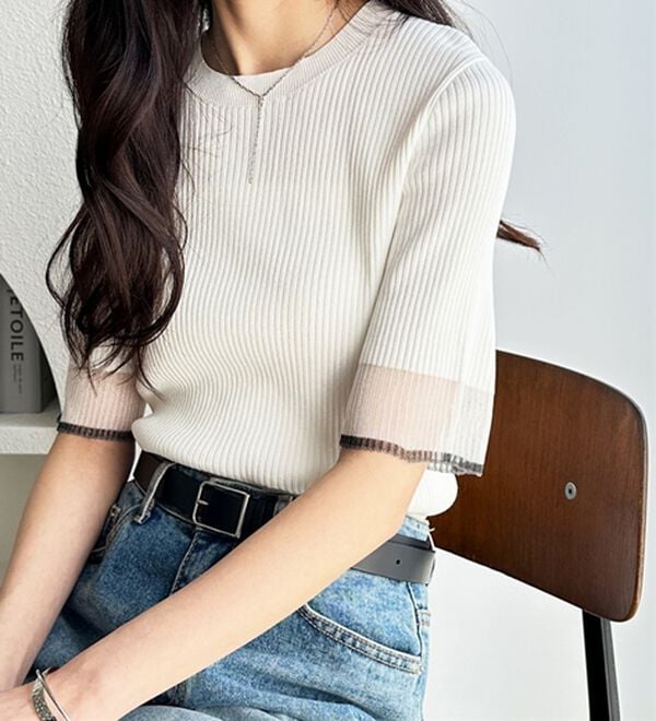 GeeRA（ジーラ）の「『ドラマ着用商品』 袖口シアーリブニット（ニット・セーター）」｜詳細画像