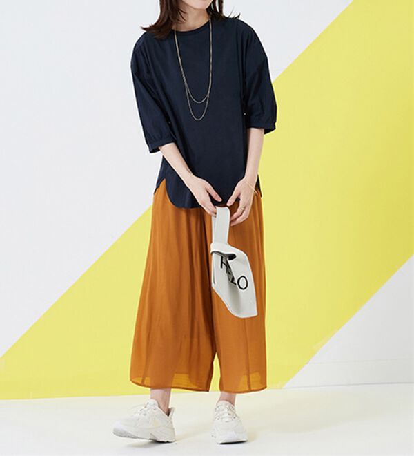 BELLUNA（ベルーナ）の「高見え！異素材切替ドロスト使いプルオーバー（カットソー）」｜詳細画像