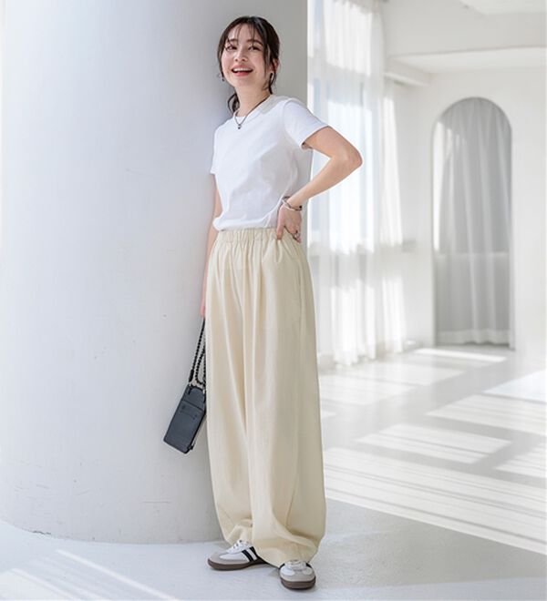 BELLUNA（ベルーナ）の「サラリ快適！ビンテージ調カーブパンツ（ワイドパンツ・ガウチョ）」｜詳細画像