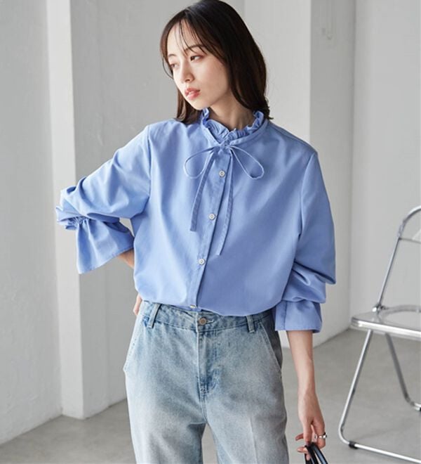 RANAN（ラナン）の「プチフリルリボン付きブラウス（ブラウス）」｜詳細画像