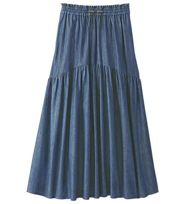BELLUNA（ベルーナ）の「ふんわりギャザーのデニムスカート（ロングスカート）」｜詳細画像
