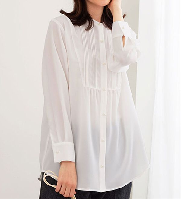 BELLUNA（ベルーナ）の「パール使いピンタックデザインチュニック（チュニック）」｜詳細画像