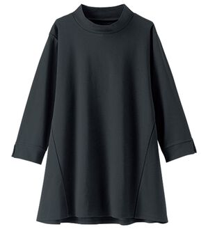 BELLUNA（ベルーナ）の「Ｔシャツ以上ブラウス未満　艶やか綿１００％チュニック（チュニック）」｜黒