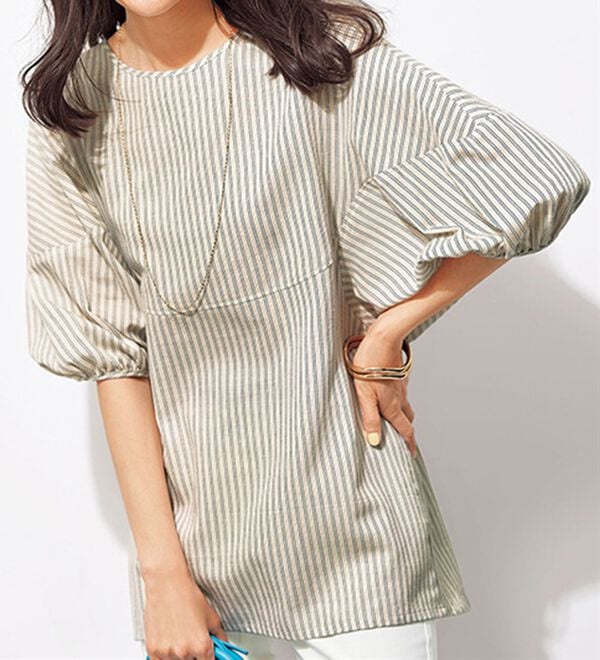 BELLUNA（ベルーナ）の「柔らか綿麻ボリューム袖ブラウス（ブラウス）」｜詳細画像