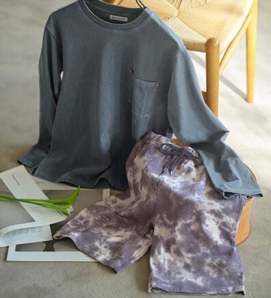 YU'NOW（ユナウ）の「【上下２点セット】ＵＳＡコットンＴシャツ＆パンツセット＜ユニセックス＞（パジャマ・ルームウェア）」