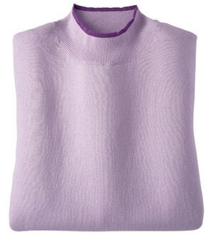 BELLUNA（ベルーナ）の「なめらかコットンシルク配色プルオーバー（ニット・セーター）」｜ラベンダー