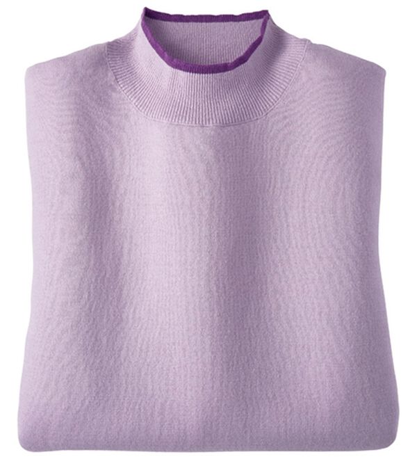 BELLUNA（ベルーナ）の「なめらかコットンシルク配色プルオーバー（ニット・セーター）」｜ラベンダー