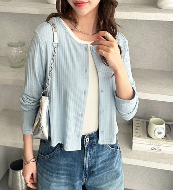 GeeRA（ジーラ）の「接触冷感リブショートカーデ（その他カーディガン）」｜詳細画像