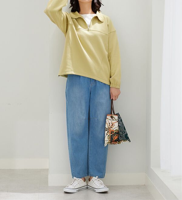 BELLUNA（ベルーナ）の「異素材使いハーフジッププルオーバー（カットソー）」｜詳細画像