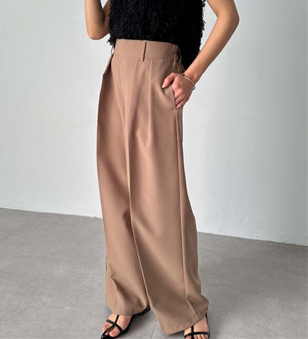 RANAN（ラナン）の「【選べる股下】きれい見え２タックワイドスラックス（ワイドパンツ・ガウチョ）」｜詳細画像