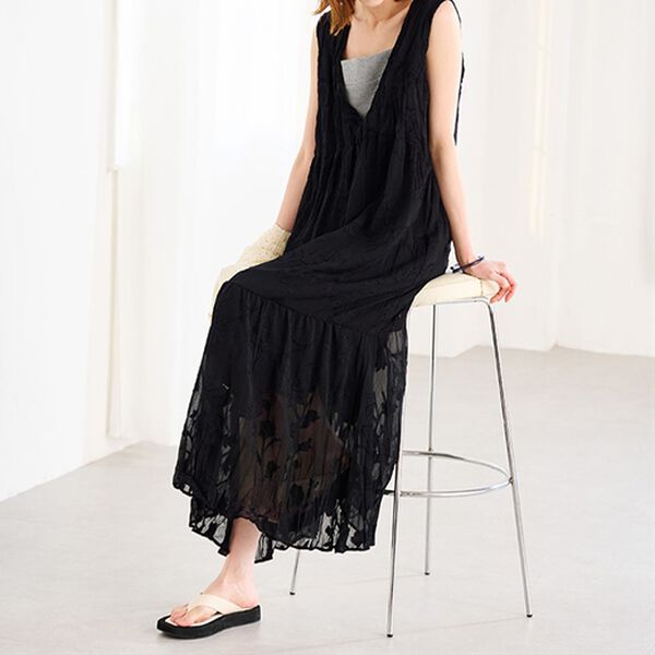 RANAN（ラナン）の「ひんやり裏地付！ジャカード素材フレアーシルエットジャンパスカート（その他ワンピース）」｜詳細画像