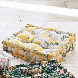 「高級ゴブラン織　厚みたっぷりクッキークッション（チェアカバー・チェアパッド）」｜レモン