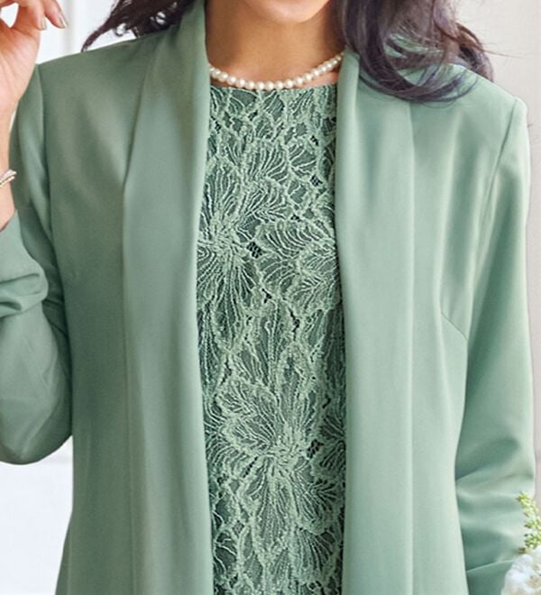 BELLUNA（ベルーナ）の「ロングジャケット花柄レースワンピースアンサンブル（ワンピースセットスーツ）」｜詳細画像