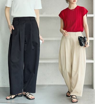 GeeRA（ジーラ）の「カーブデザインワイドチノパンツ（フルレングスパンツ）」