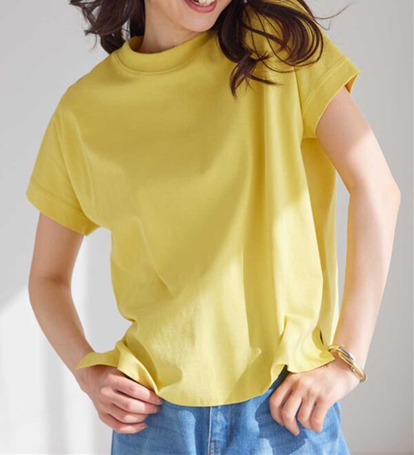 RANAN（ラナン）の「【選べる袖丈】ひんやり！＜BC＞綿100％プチハイネックＴシャツ（カットソー）」｜詳細画像