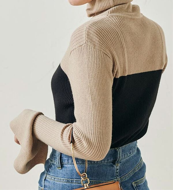 RANAN（ラナン）の「＜ムースタッチ＞洗える！バイカラータートルリブニット（ニット・セーター）」｜詳細画像