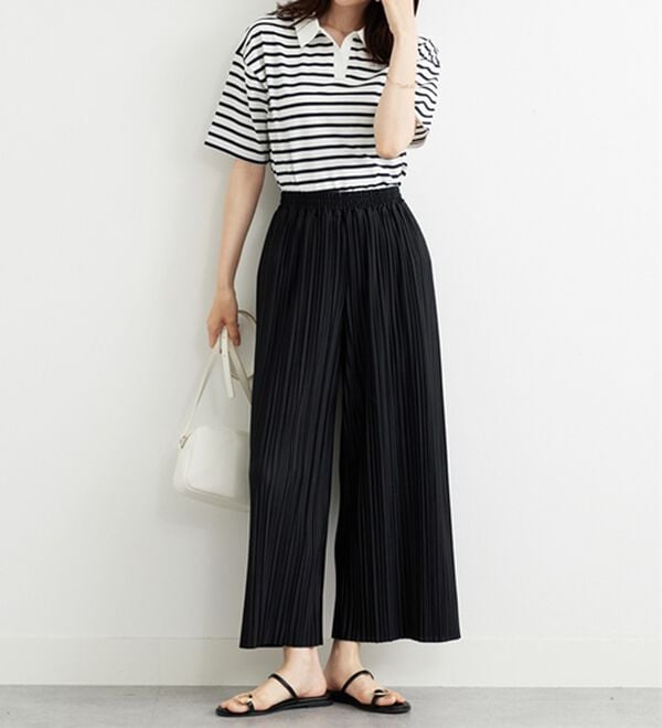 BELLUNA（ベルーナ）の「なめらか素材ゆったりプリーツパンツ（ワイドパンツ・ガウチョ）」｜詳細画像