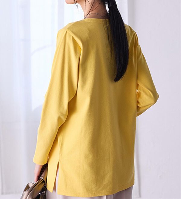 RANAN（ラナン）の「＜ＢＣ＞綿１００％&times;吸湿発熱！あったか裾スリットロングプルオーバー（カットソー）」｜詳細画像