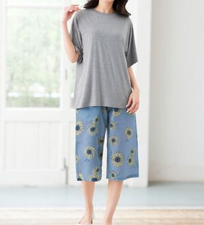 LAVIENNE（ラヴィエンヌ）の「ひんやり！ゆる涼ルームウェア（パジャマ・ルームウェア）」｜杢グレー／ヒマワリ