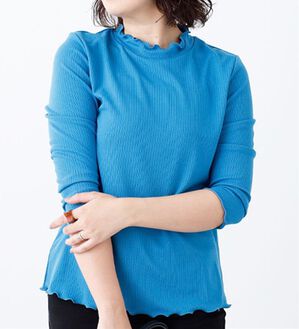 BELLUNA（ベルーナ）の「針抜きテレコハイネックプルオーバー（カットソー）」｜ブルー