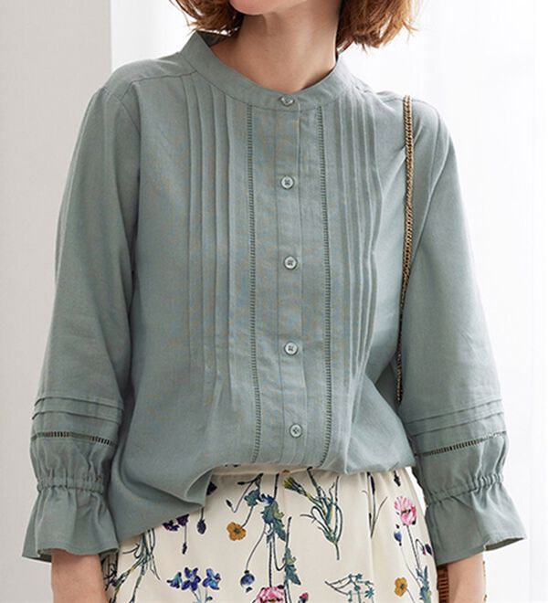 BELLUNA（ベルーナ）の「機能付リネン混レース使いシャツチュニック（チュニック）」｜詳細画像