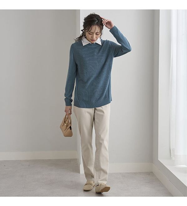 BELLUNA（ベルーナ）の「重ね衿付！細見えニットプルオーバー（ニット・セーター）」｜詳細画像