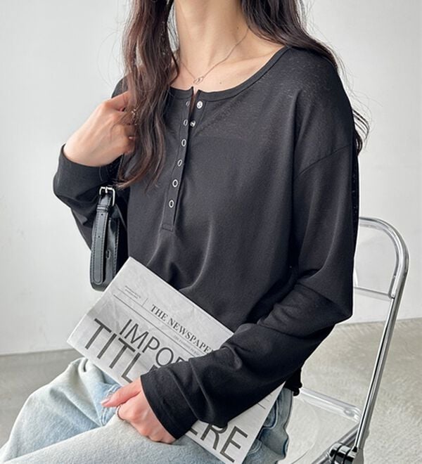 GeeRA（ジーラ）の「前後２ＷＡＹシアースラブヘンリーネックカットソー（カットソー）」｜詳細画像