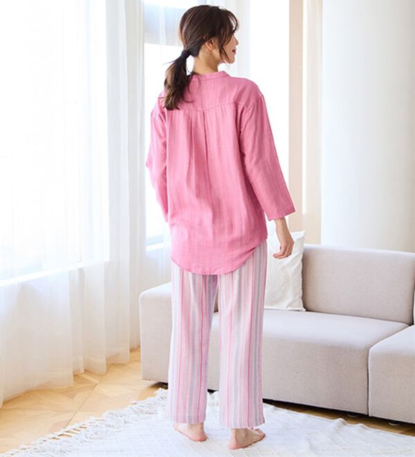 LAVIENNE（ラヴィエンヌ）の「【オーガニックコットン使用】綿１００％Ｗガーゼのルームパジャマ（パジャマ・ルームウェア）」｜詳細画像