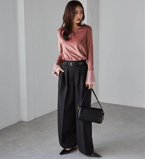 RANAN（ラナン）の「フレアーチュール袖ベロアプルオーバー（カットソー）」｜詳細画像