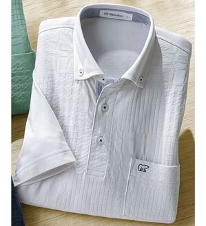 「＜ゴールデンベア＞ジャカードポロシャツ（メンズポロシャツ）」｜ライトグレー