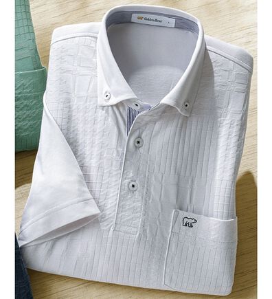 「＜ゴールデンベア＞ジャカードポロシャツ（メンズポロシャツ）」