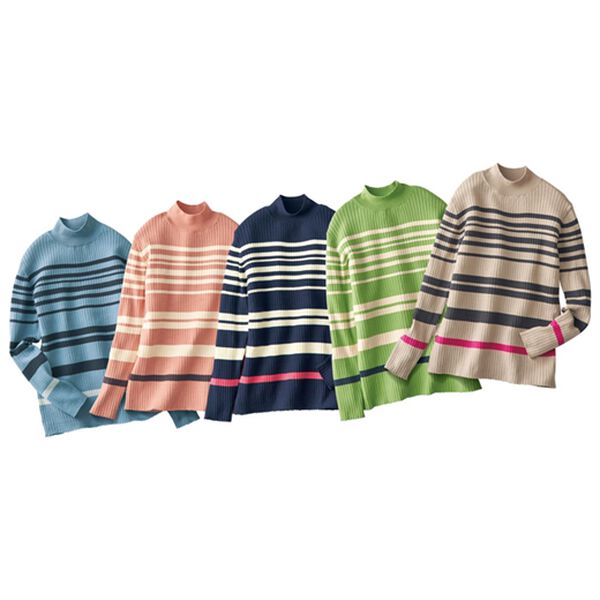 BELLUNA（ベルーナ）の「春のおしゃれ着に最適！ボーダーニット（ニット・セーター）」｜詳細画像