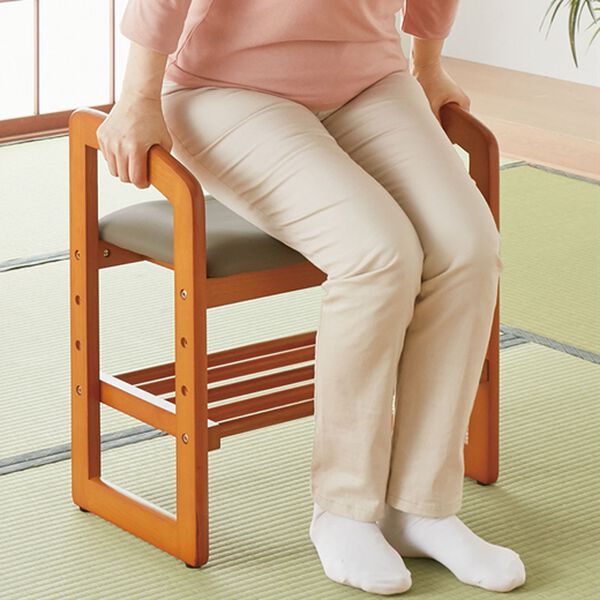 「高さが調整できる天然木サポートチェア（椅子・チェア・スツール）」｜詳細画像