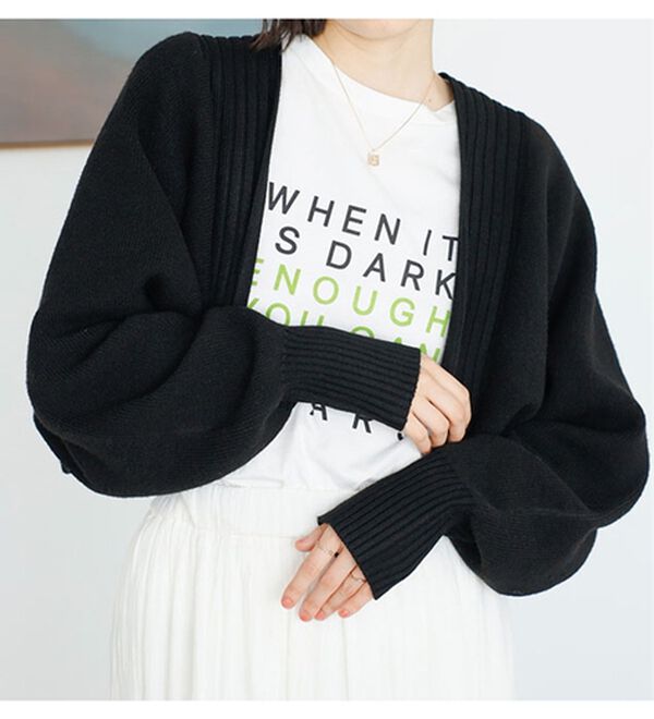 GeeRA（ジーラ）の「ふんわり柔らかニットボレロカーディガン（ニットカーディガン）」｜ブラック