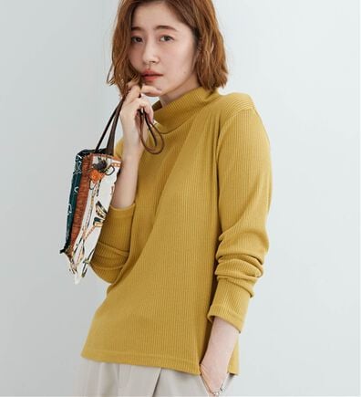 BELLUNA（ベルーナ）の「まるでニット！サラッと軽いリブハイネックプルオーバー（カットソー）」