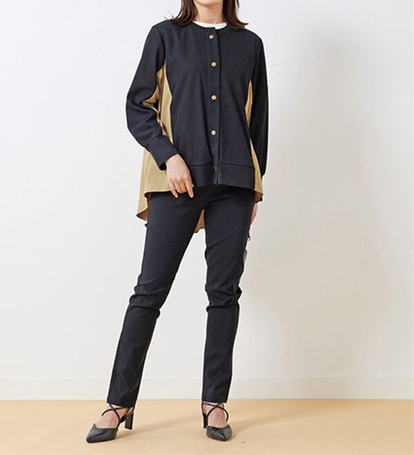 BELLUNA（ベルーナ）の「【Ｌａｇｒｉｌｕａ】異素材切替バックフレアー配色カーディガン（その他カーディガン）」｜詳細画像