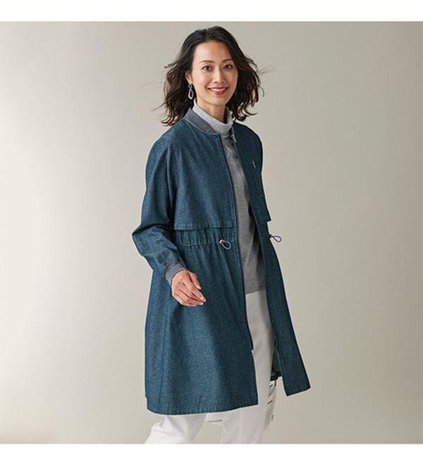 BELLUNA（ベルーナ）の「デニム素材中わたベスト付重ねデザインコート（ロングコート）」｜詳細画像