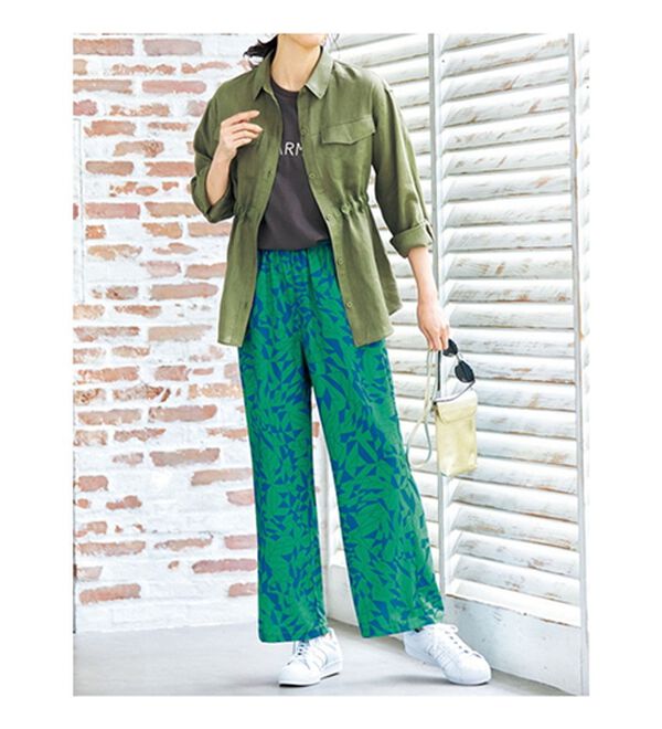 VINNO（ヴィノ）の「ニュアンスプリントイージーワイドパンツ（ワイドパンツ・ガウチョ）」｜詳細画像