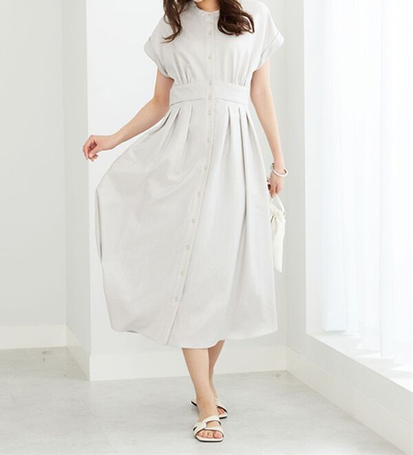 BELLUNA（ベルーナ）の「箔プリント麻調グリッターワンピース（その他ワンピース）」｜詳細画像