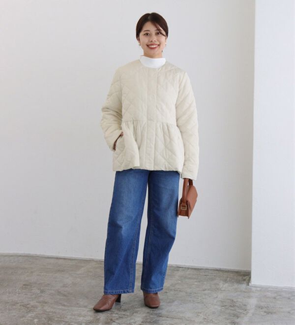 Pierrot（ピエロ）の「ノーカラーフレアキルティングブルゾン（ブルゾン）」｜詳細画像