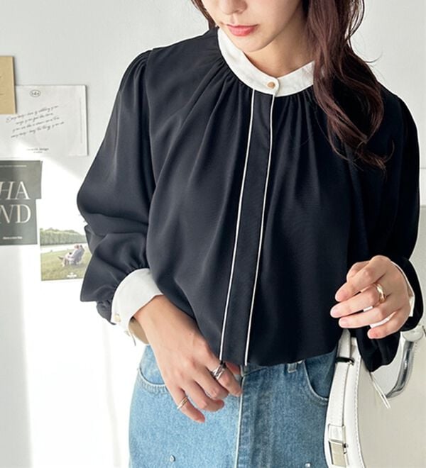 GeeRA（ジーラ）の「前後２ＷＡＹバイカラーブラウス（ブラウス）」｜詳細画像