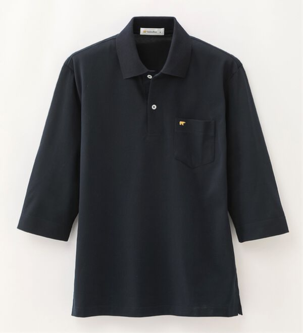 「＜ゴールデンベア＞上質国産ポロシャツ　選べる袖丈（半袖・７分袖）（メンズシャツ）」｜ネイビー(7分袖)
