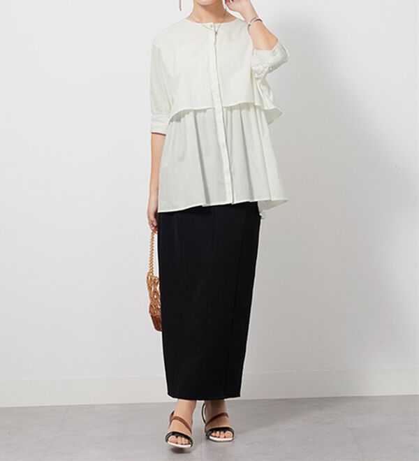 GeeRA（ジーラ）の「【華奢見え】羽織にもなる！ペプラムシャツチュニック（チュニック）」｜詳細画像