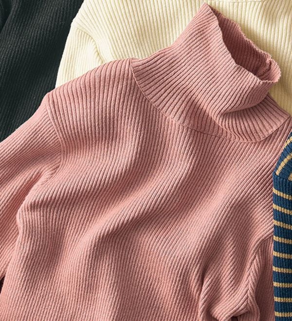 BELLUNA（ベルーナ）の「＜＆ｃｏｃｏｃｈｉ＞ハピネスコットン１００％&times;吸湿発熱リブタートルニット（ニット・セーター）」｜ローズ