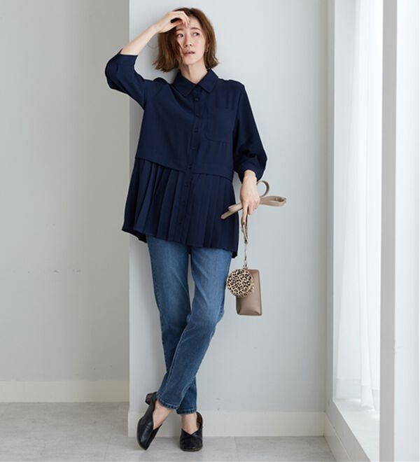 BELLUNA（ベルーナ）の「【UVカット】機能付！裾プリーツ切替チュニック（チュニック）」｜詳細画像